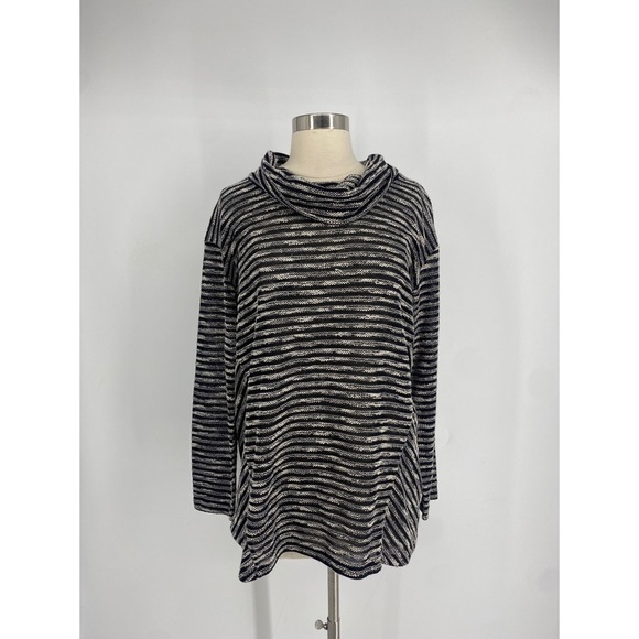 J Jill Striped Semi Sheer Cowl Neck Top - Picture 1 of 9